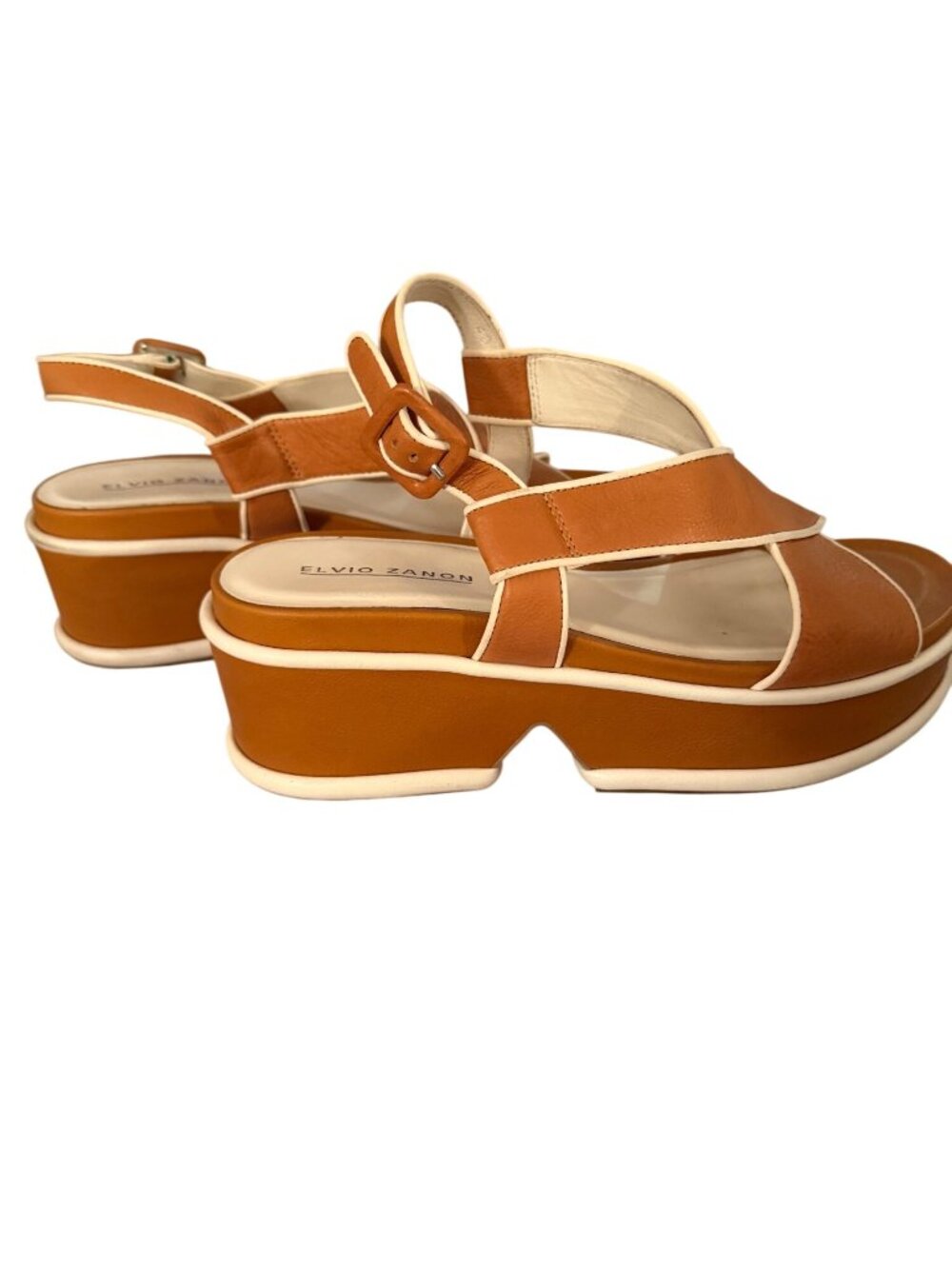 Elvio Zanon Womens Tanya Platform Sandals Size EU 40/ US 9 Brown Leather Casual - Picture 3 of 11